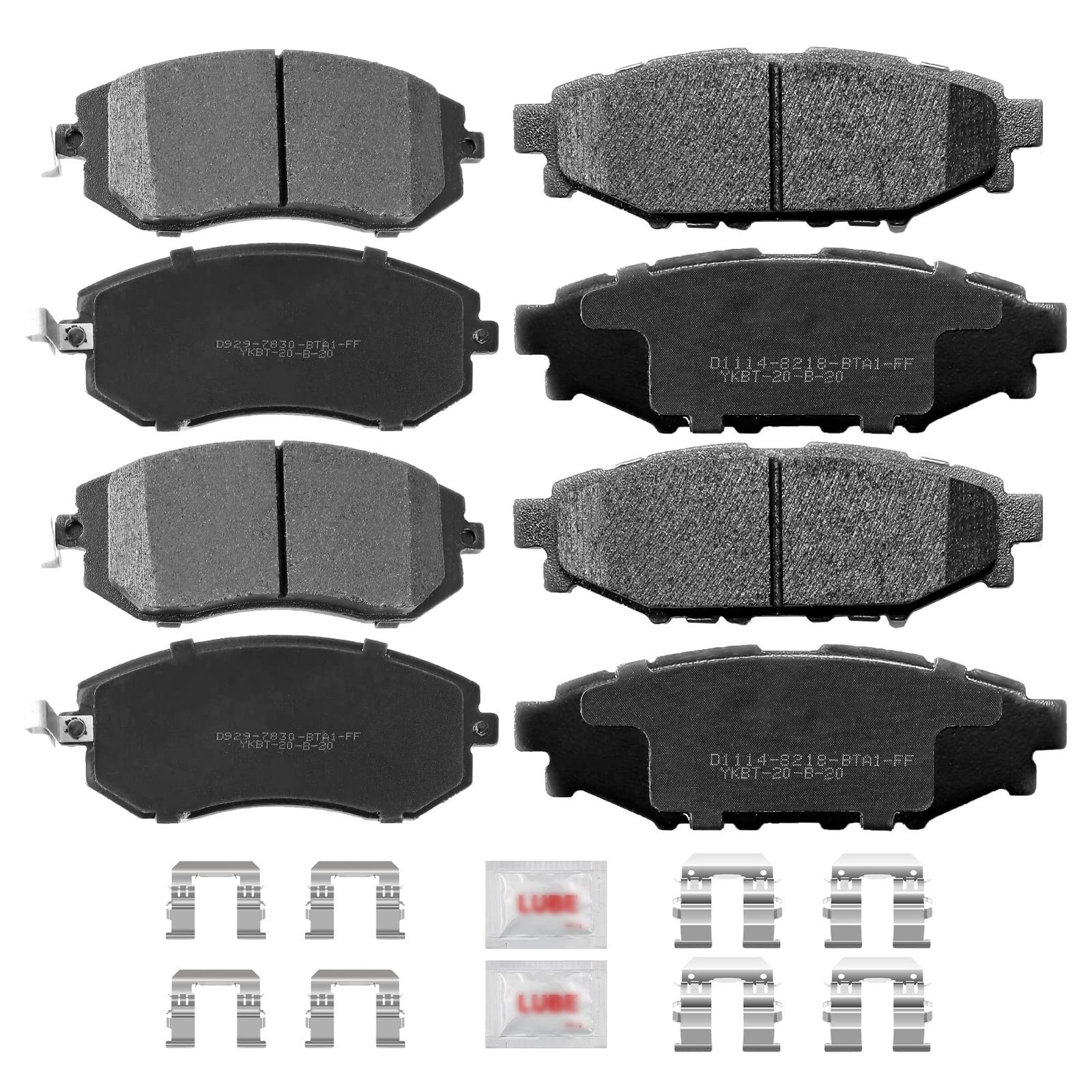 Front and Rear Disc Brake Pads Set Ceramic w/Hardware Replacement for 2005-20...