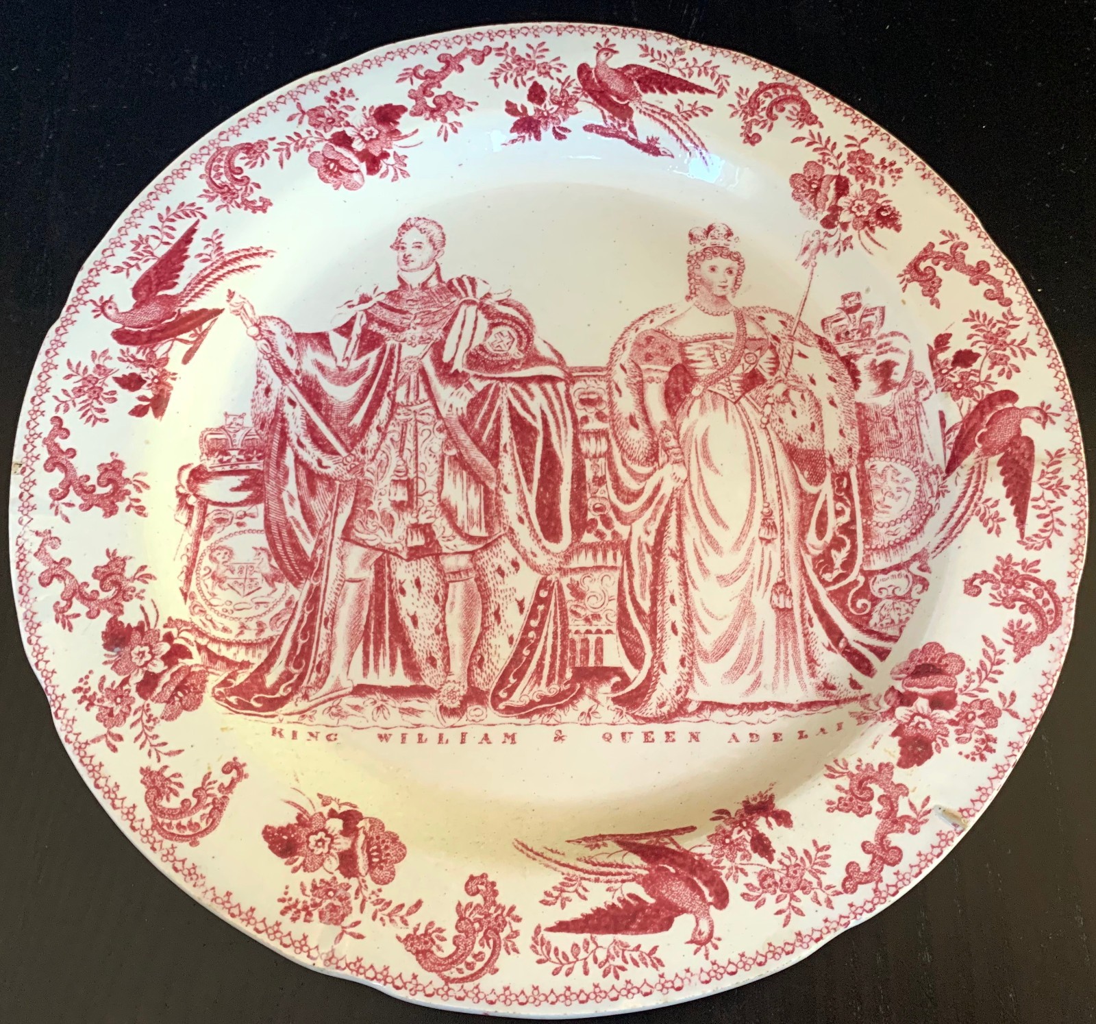 Antique Circa 1831 King William Queen Adelaide Pearlware Coronation Plate