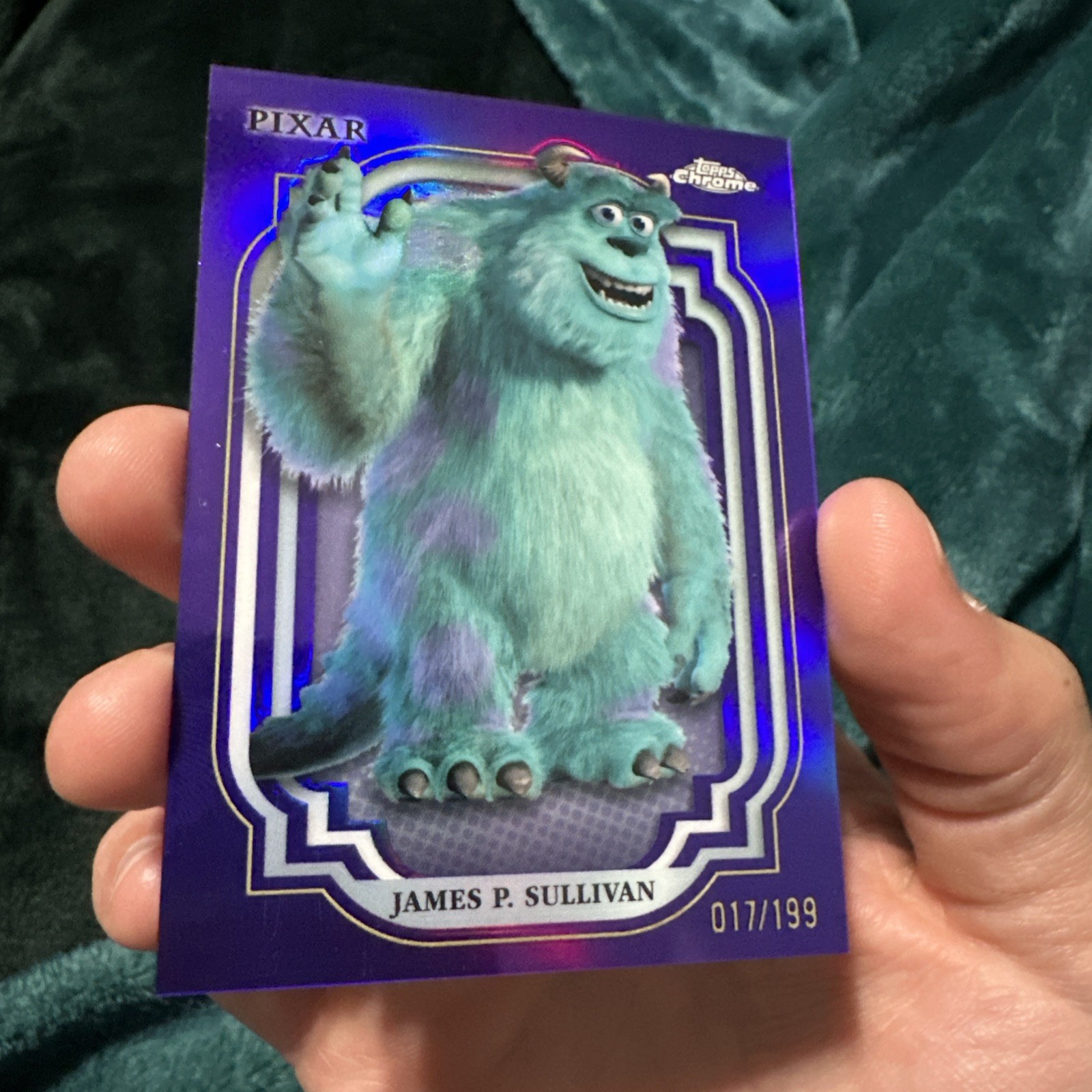 2024 Topps Chrome Disney Pixar James P. Sullivan #87 Purple Refractor 017/199 2024 Topps Chrome Disney Pixar James P. Sullivan #87 Purple Refractor 017/199