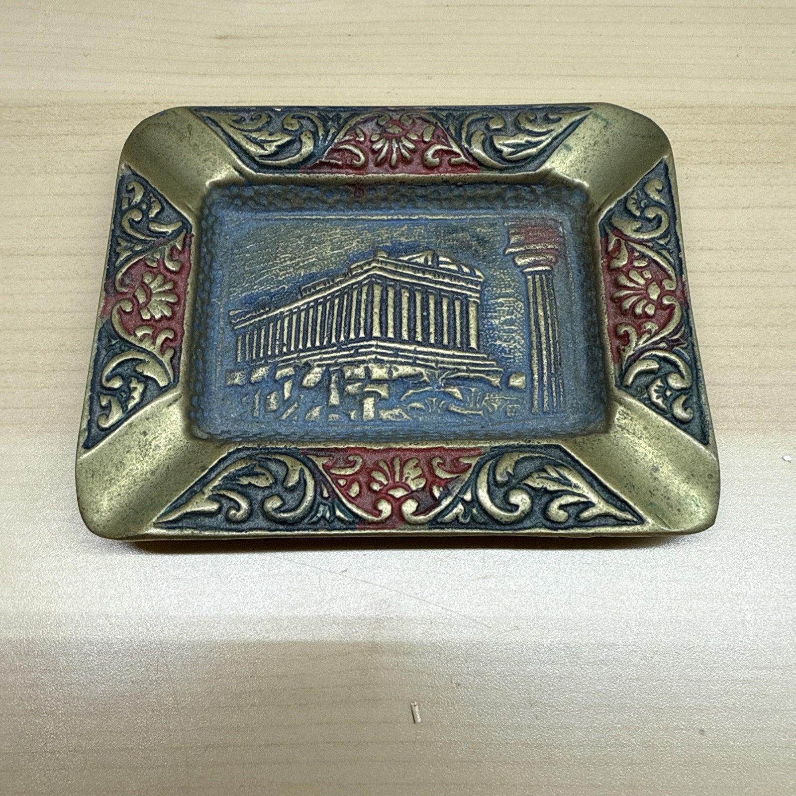 VINTAGE HAND MADE GREEK PARTHENON BRASS ASHTRAY VINTAGE HAND MADE GREEK PARTHENON BRASS ASHTRAY