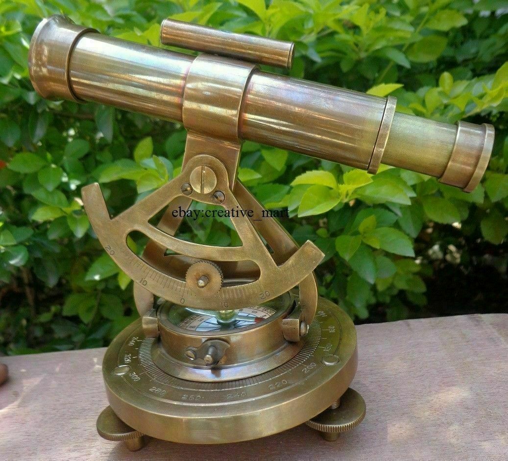Vintage Compass Survey Instrument Brass Theodolite Alidade Transit Telescope 