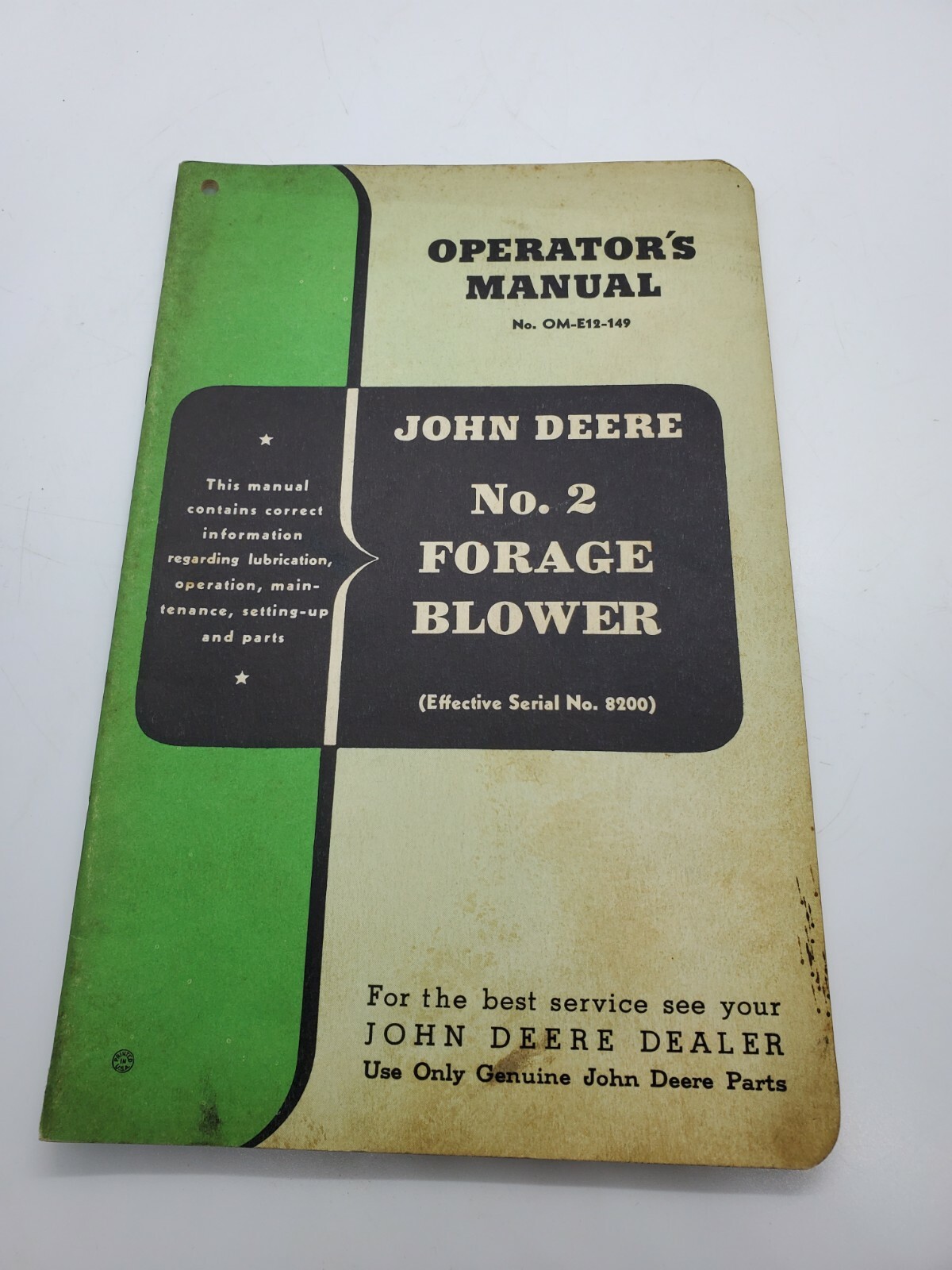 Original John Deere Manual No. 2 Forage Blower