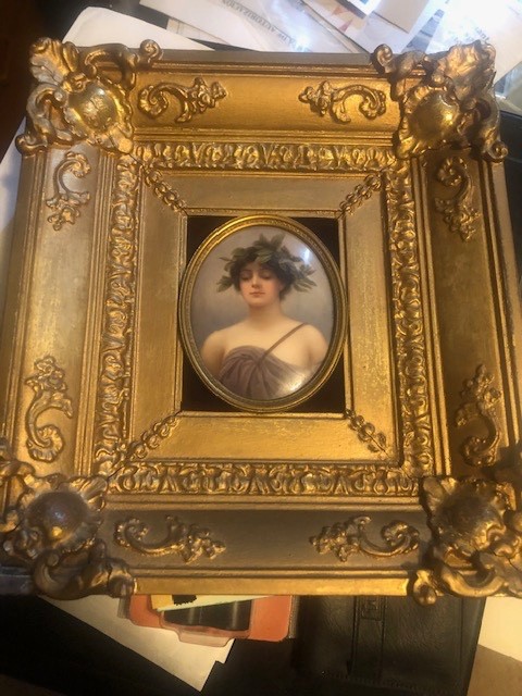19th Century Wagner German Porcelain Portrait in Gilt wood Frame 19th Century Wagner German Porcelain Portrait in Gilt wood Frame