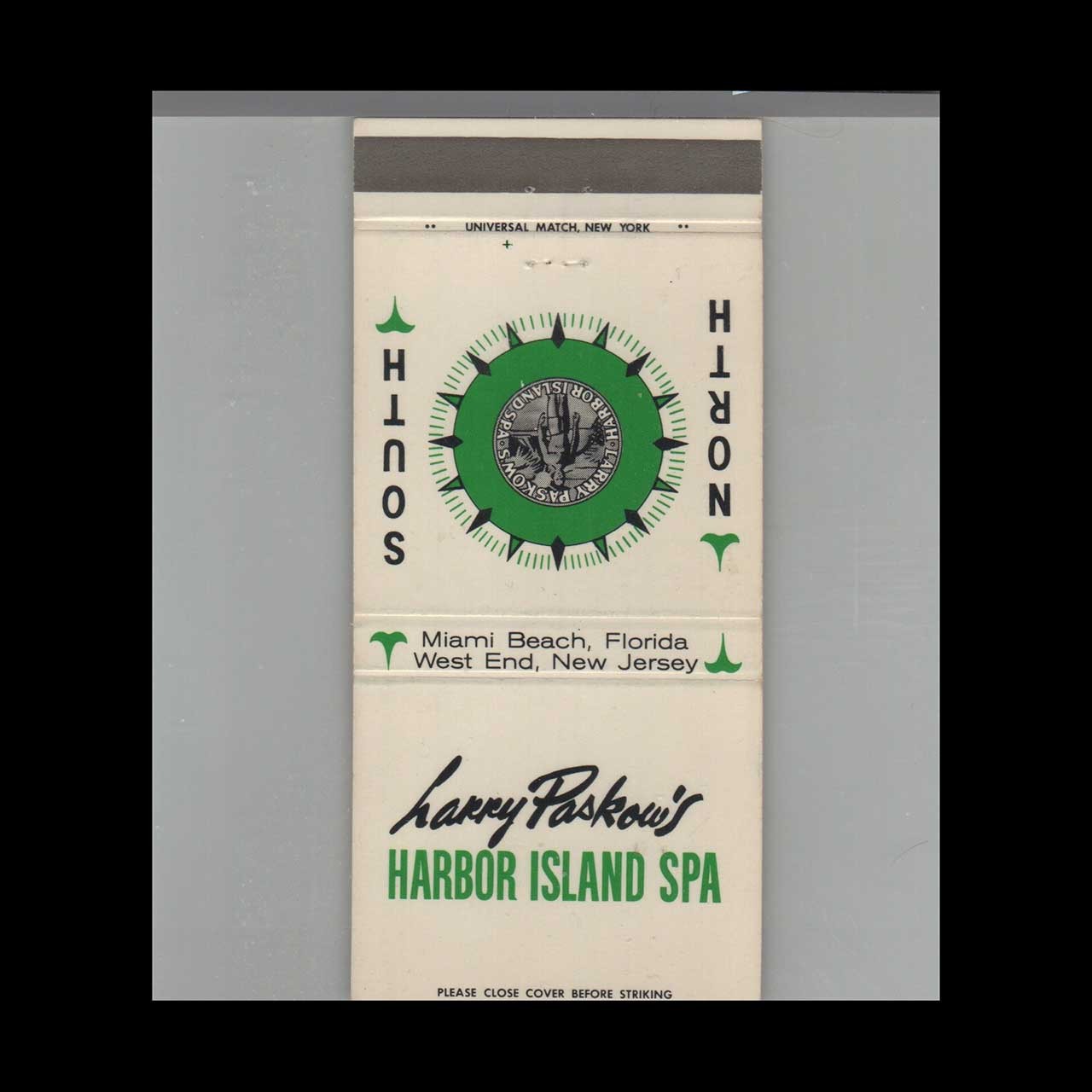 Matchbook Cover - Miami Beach FL Larry Paskow\'s Harbor Island Spa