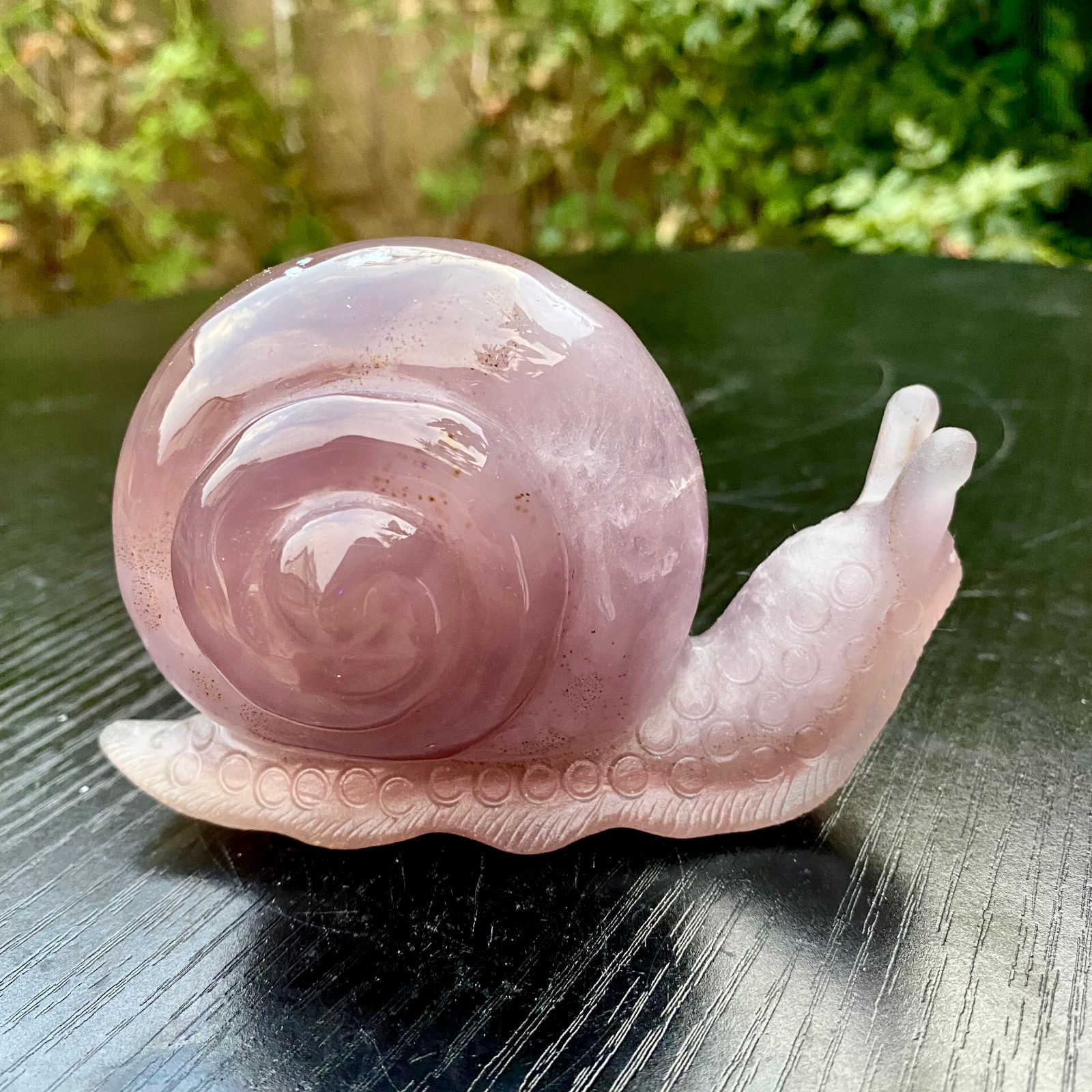 370G  Natural Ocean Agate Snail Hand Carving Gemstone Ornament Home Decoration