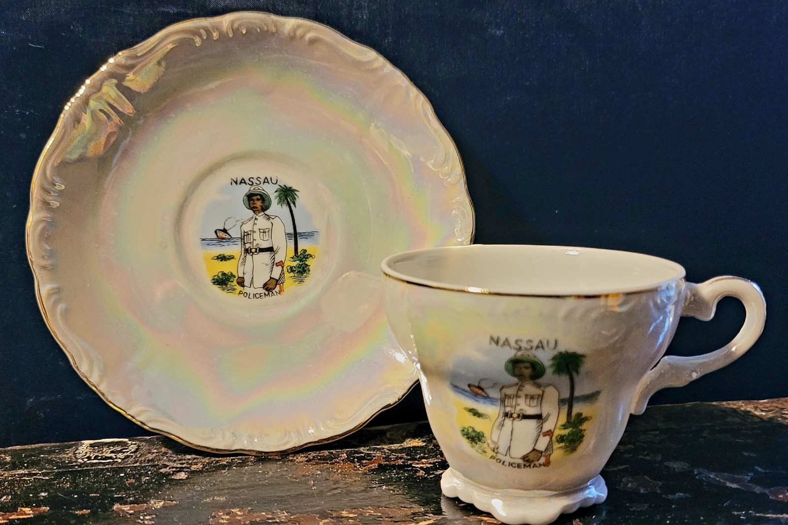 Vintage Nassau Bahamas Travel Souvenir Demitasse Cup And Saucer