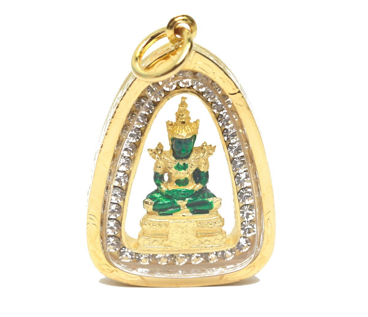 FAMOUS THAI EMERALD BUDDHA AMULET 22K 18K Gold GP BIG CZ Pendant Jewelry GT57