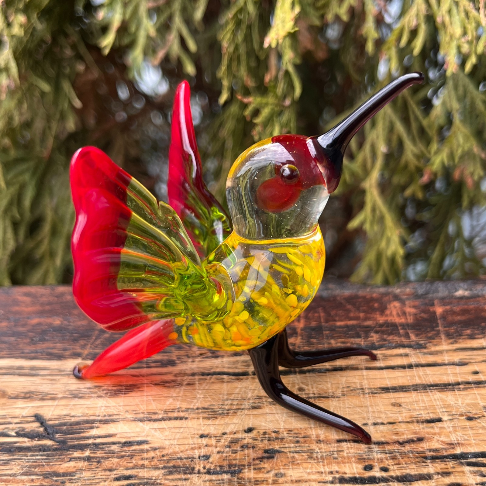 Hand Blown Glass Hummingbird Figurine Art Glass Bird Collectible Gift