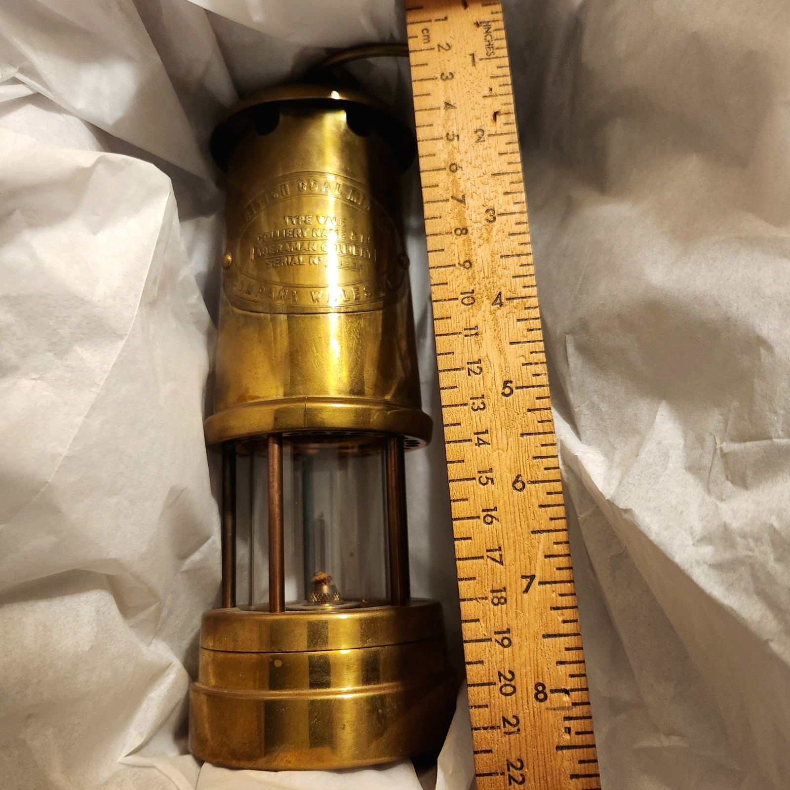 British Coal Mining Brass Miner's Lamp - Wales UK Aberamin Colliery Works. VG British Coal Mining Brass Miner's Lamp - Wales UK Aberamin Colliery Works. VG