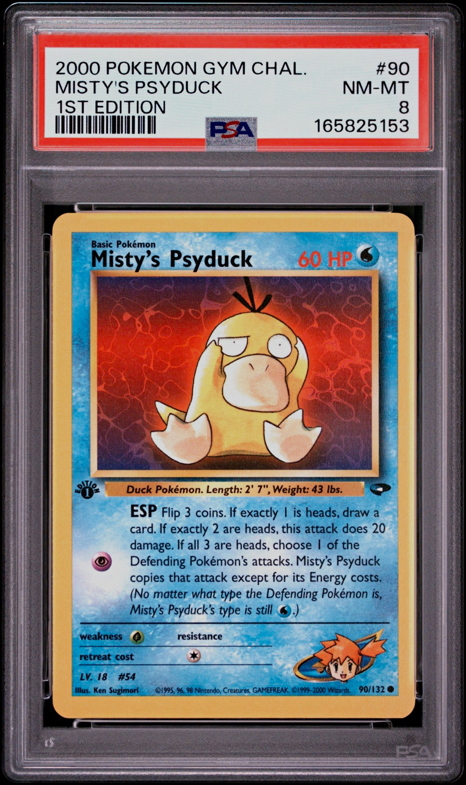 Pokémon Gym Challenge Misty's Psyduck 1st Edition #90/132 PSA 8 Cert 165825153