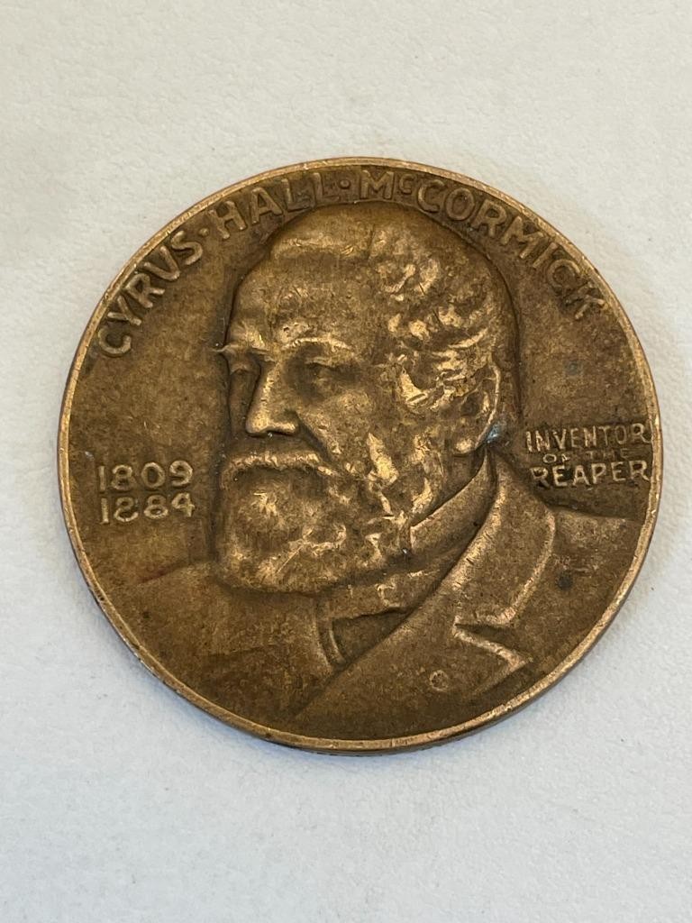 1931 CYRUS HALL McCORMICK IH INTERNATIONAL HARVESTER REAPER COIN     