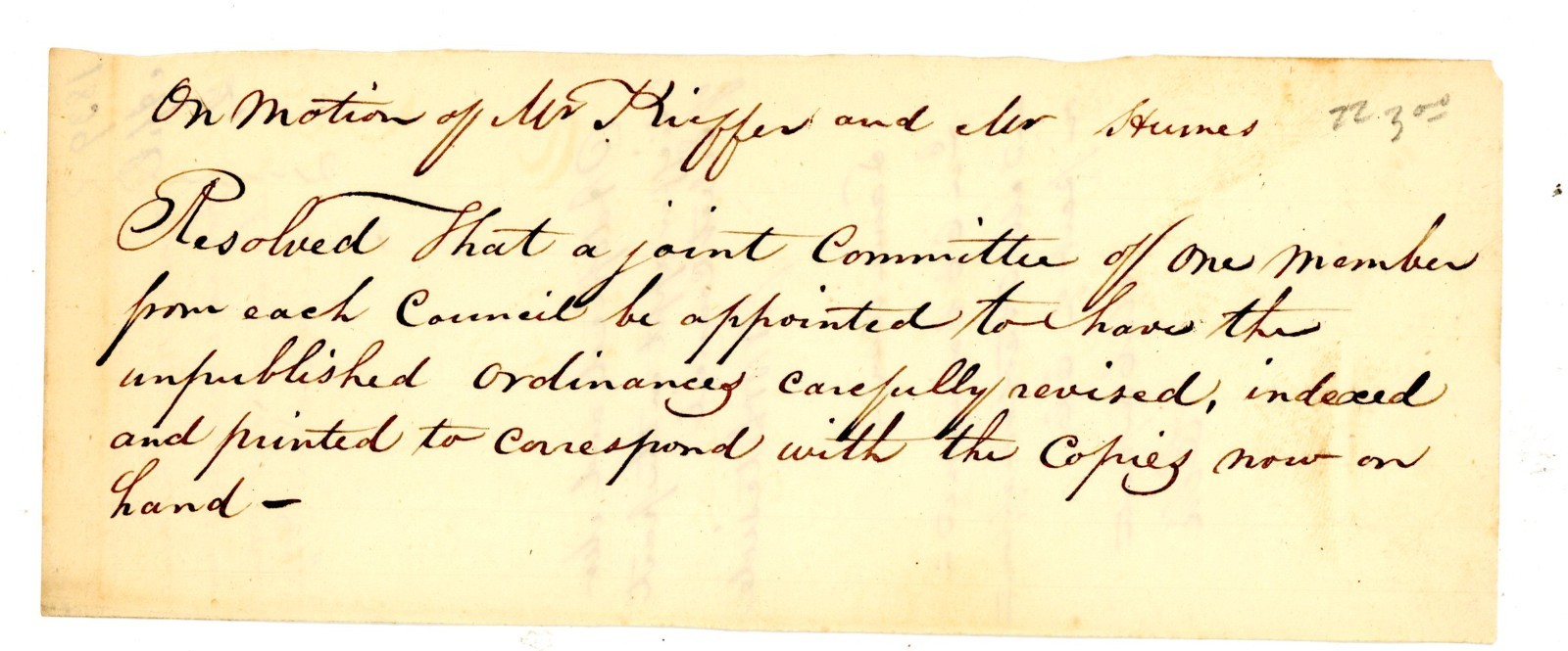 1839 Philadelphia Council Manuscript Resolution Kieffer Humes Whiteside Osterloh
