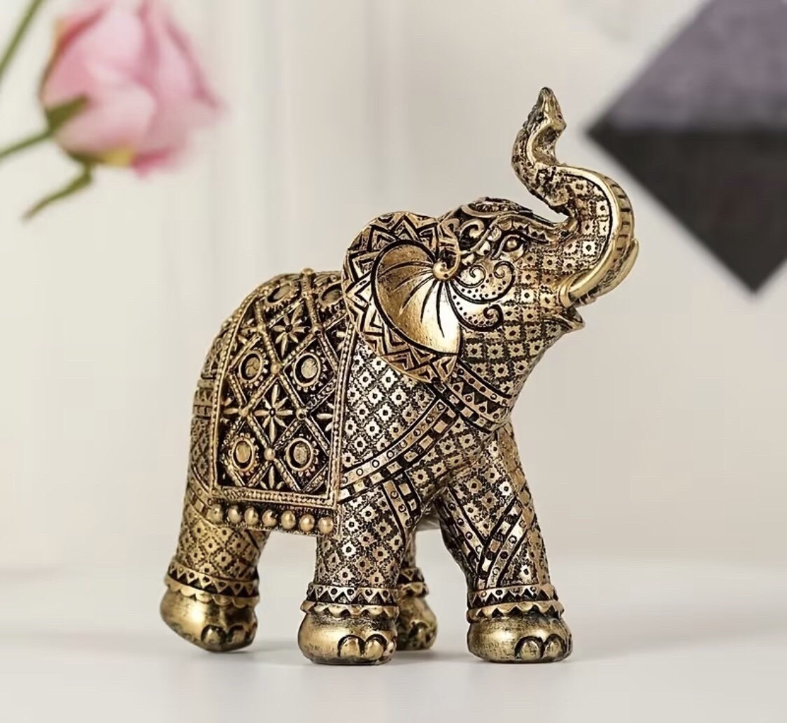 Antique-Style Resin Elephant Figurine