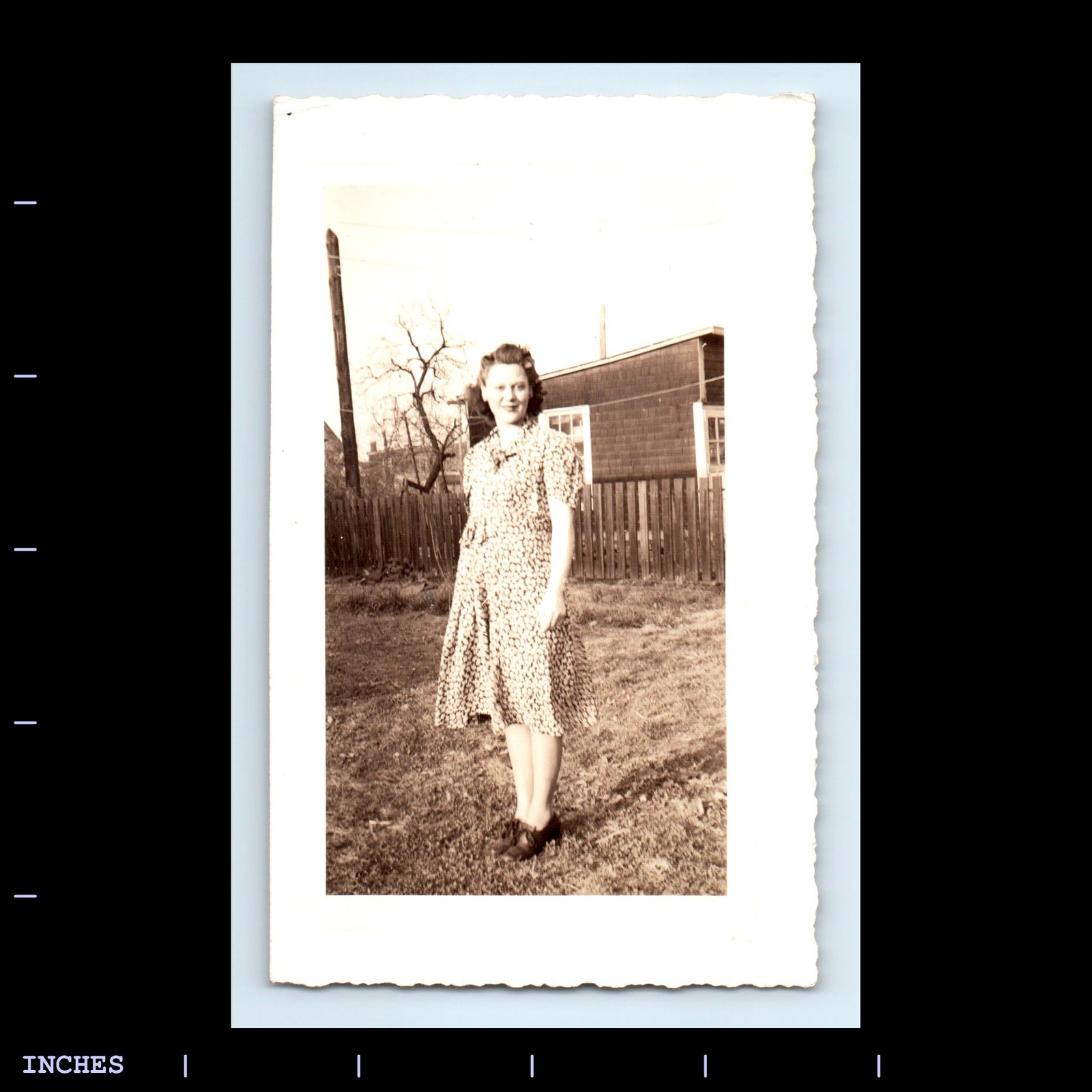 Old Vintage Photo WOMAN IN YARD 1912