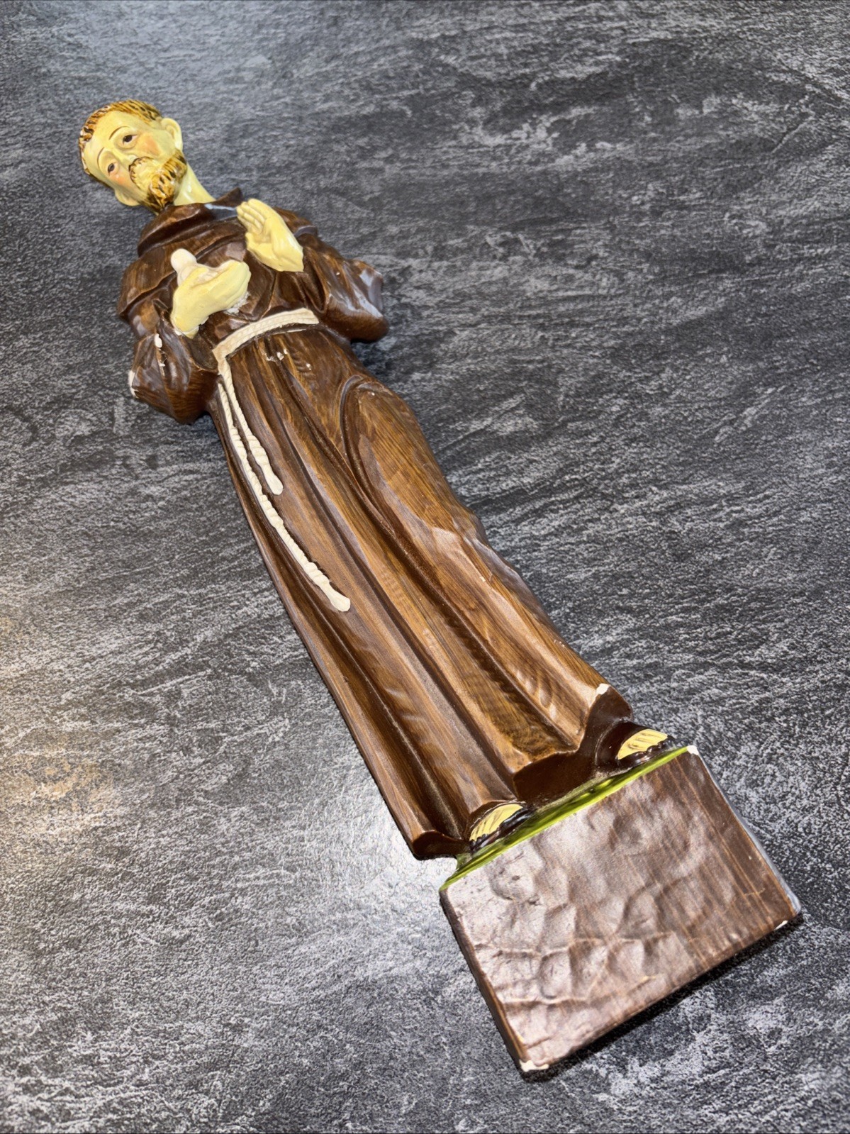 Vintage Enesco 13.25” Catholic Saint  St Francis Assisi Statue Dove Paper Mache