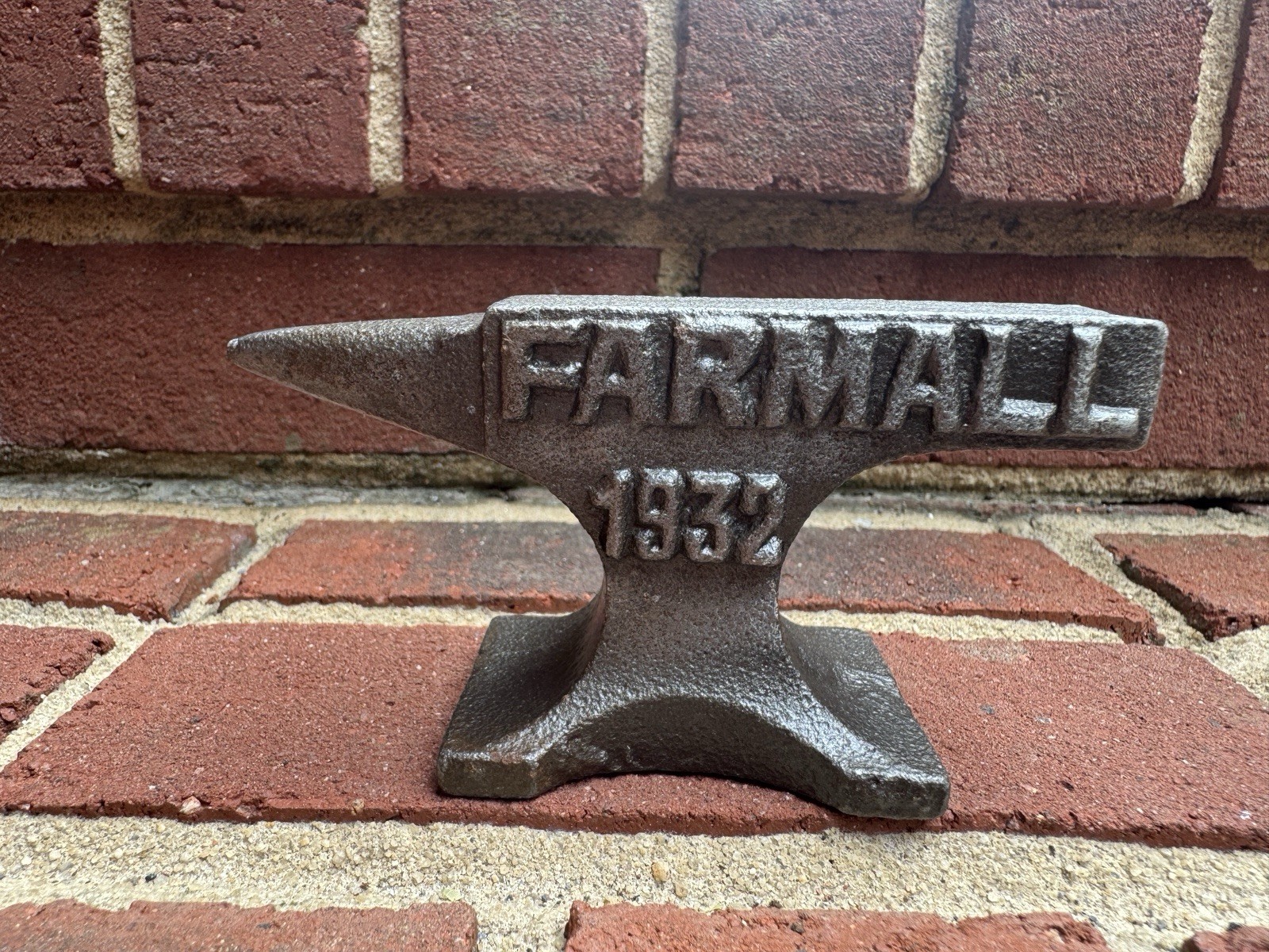 FARMALL 1932 Cast Iron Embossed Mini Anvil - Blacksmith Farm Tractor