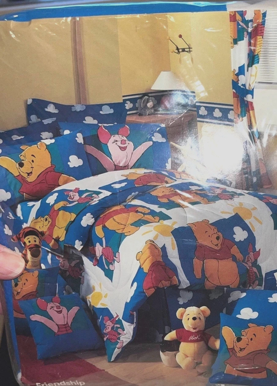 New Old Stock Winnie Pooh Full Sheet Set Friendship Cotton Blend Vintage Disney