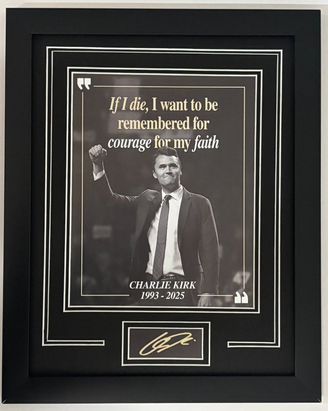 Charlie Kirk 11x14 Matted photo Framed. Charlie Kirk 11x14 Matted photo Framed.
