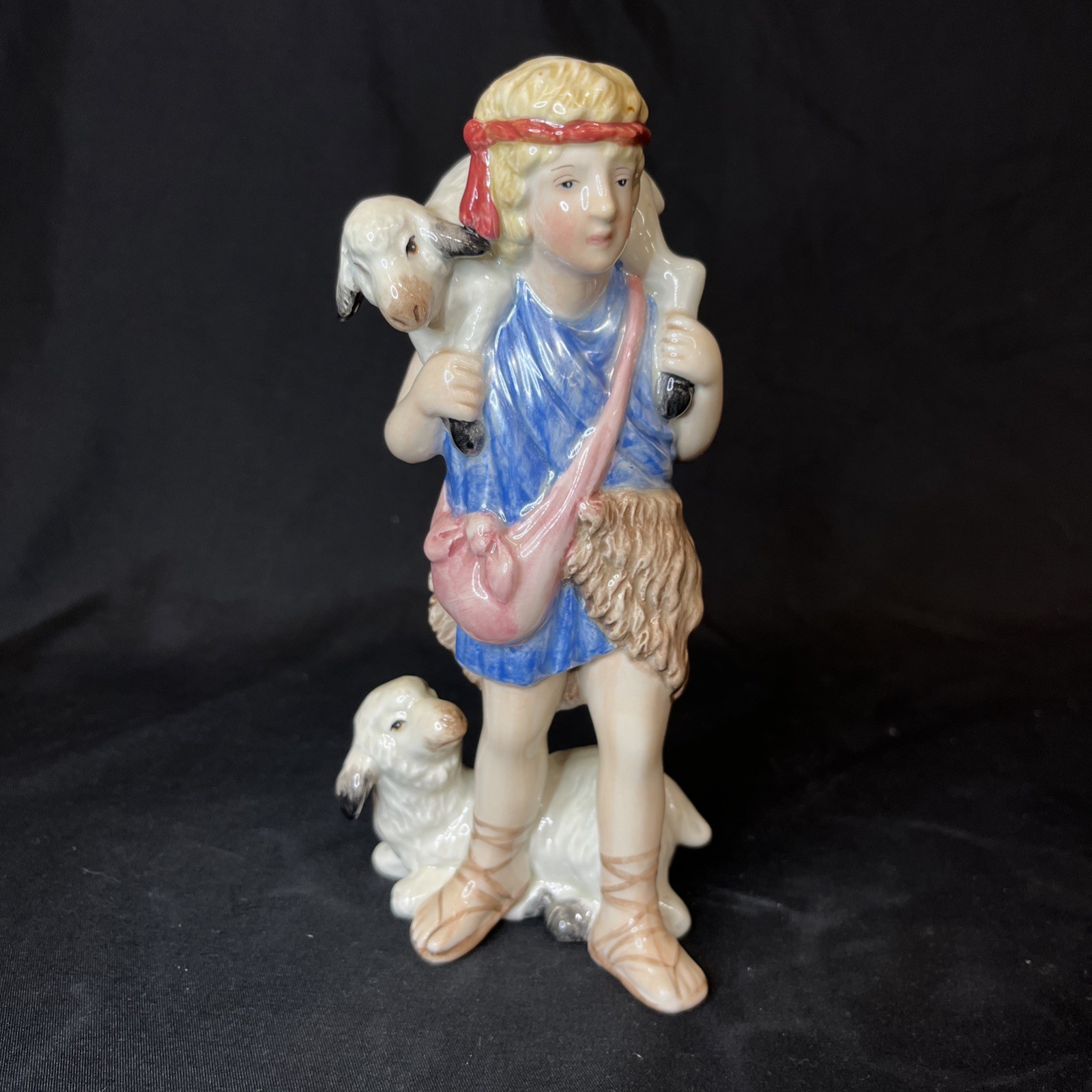 Vtg Fitz & Floyd Christmas Nativity Shepherd Boy with Lambs 19/211 Original Box