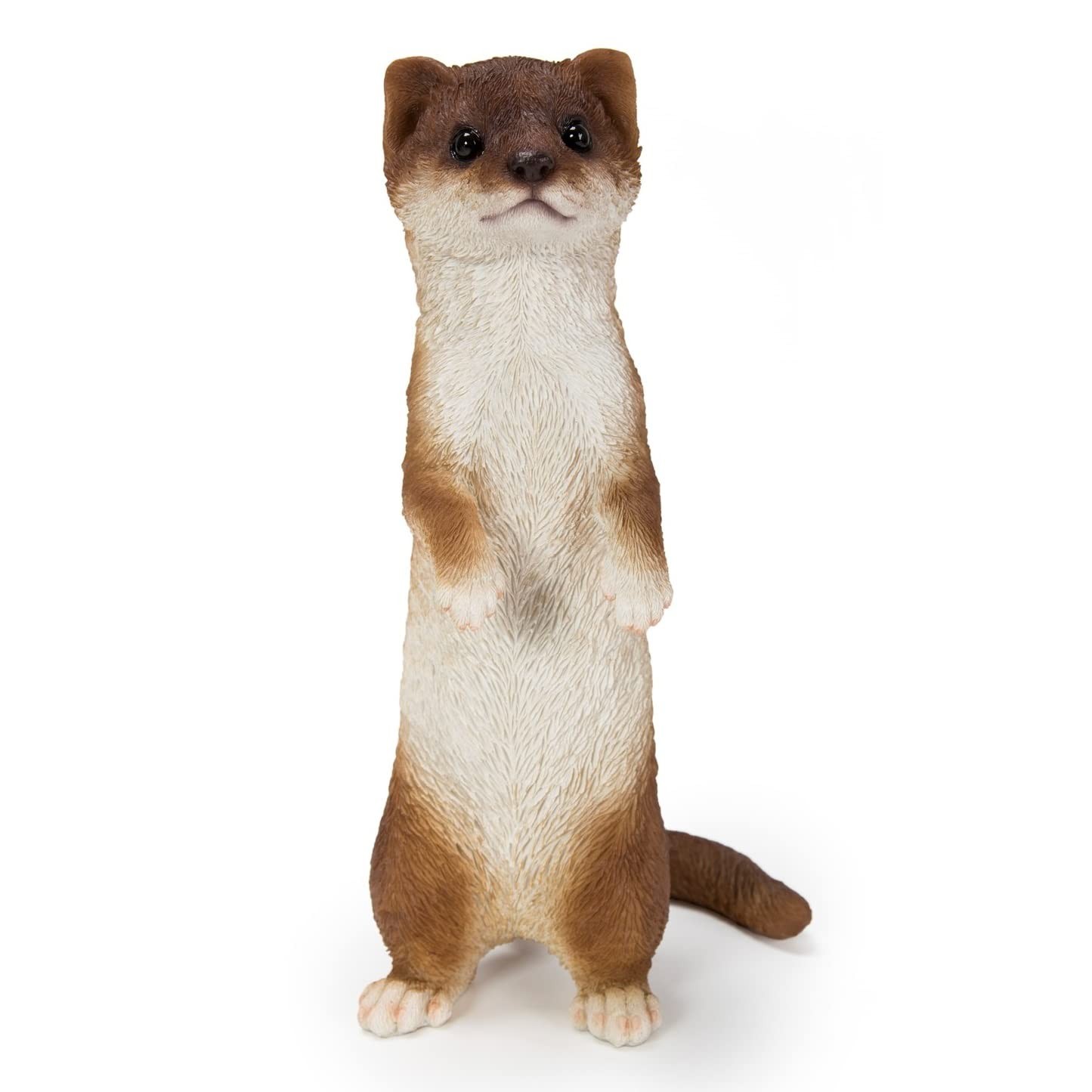 Hi-Line Gift Ltd. Standing Least Weasel Statue, Brown and White