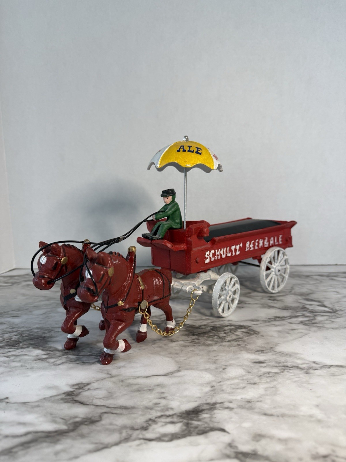 Vintage Cast Iron SCHULTZ BEER & Ale Horse Drawn Wagon Advertising Incomplete Vintage Cast Iron SCHULTZ BEER & Ale Horse Drawn Wagon Advertising Incomplete