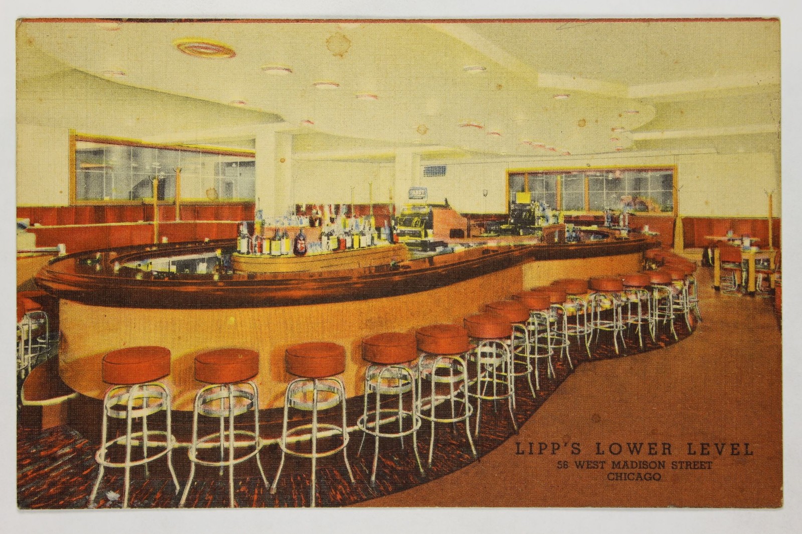 Lipp\'s Lower Level Chicago IL 56 W Madison St Oval Bar Cocktail Lounge Linen PC