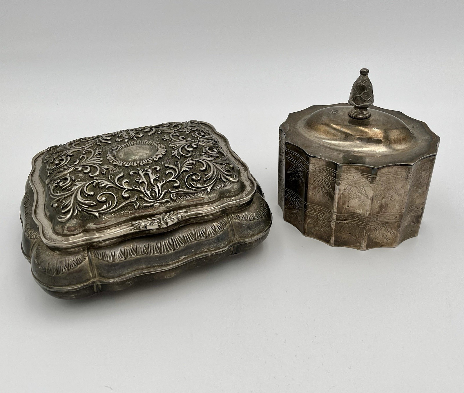 Set Of 2 Vintage Godinger Silverplate Jewelry Boxes Baroque Victorian Style Set Of 2 Vintage Godinger Silverplate Jewelry Boxes Baroque Victorian Style