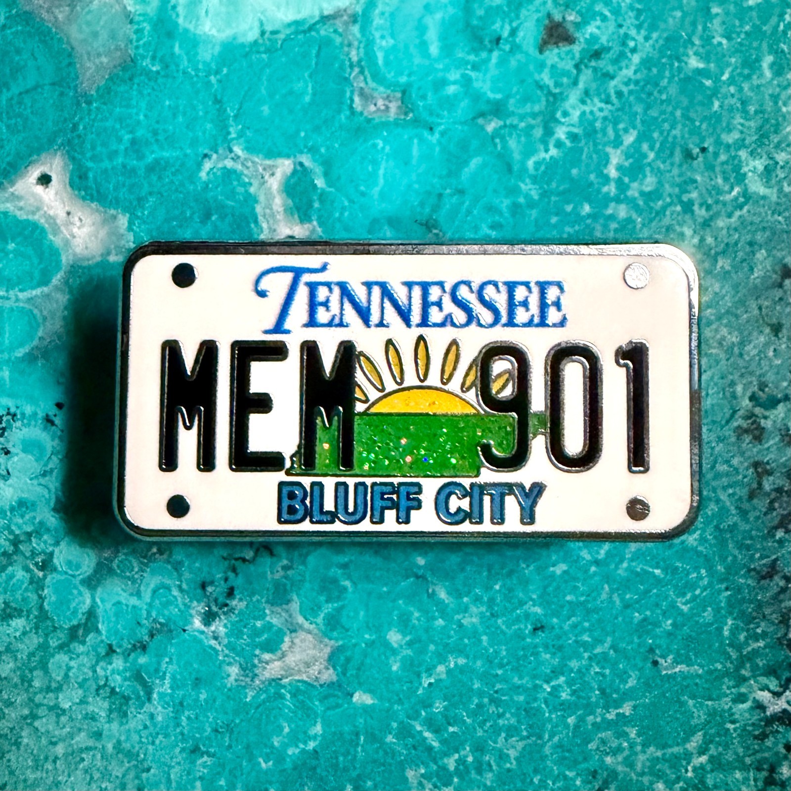 Memphis 901 Hard Enamel Pin Vintage License Plate, Souvenir, Bluff City