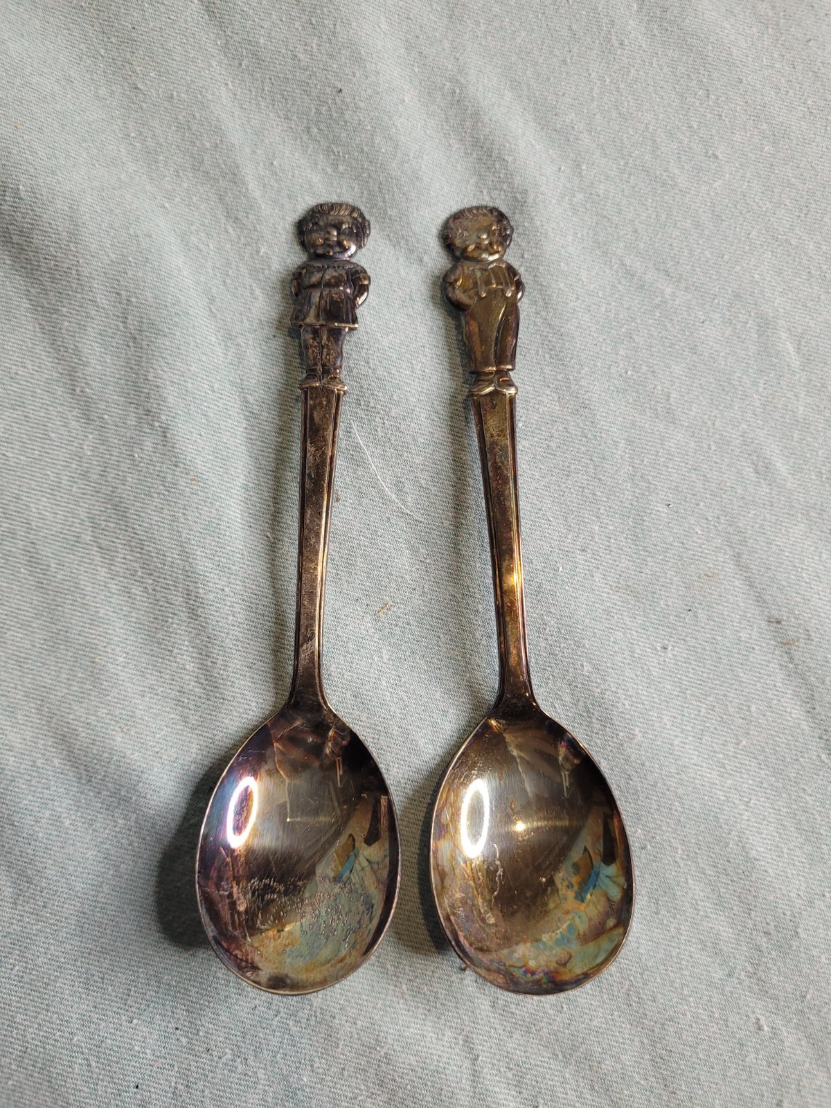 Vintage 1960s Silver Plate Campbell’s Soup Kids Boy & Girl Character Spoon Set