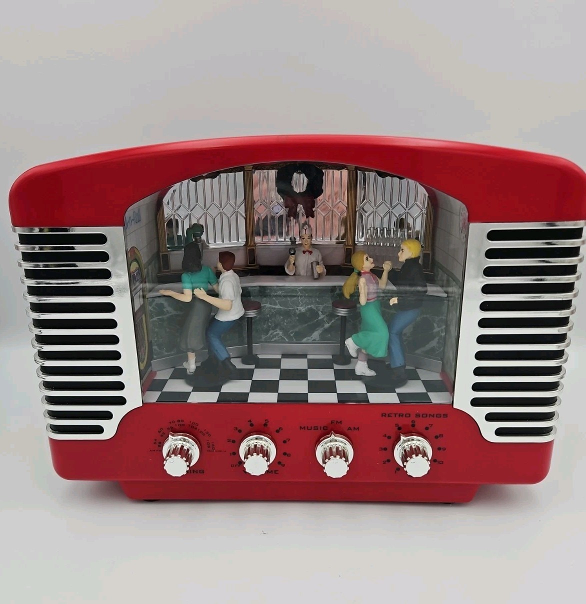 Mr. Christmas Animated Retro Radio Music Box Diner Scene \
