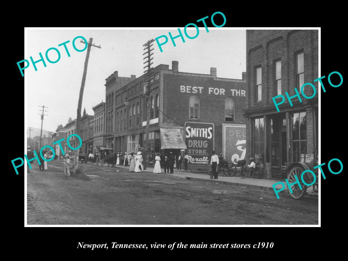 OLD 8x6 HISTORIC PHOTO OF NEWPORT TENNESSEE THE MAIN STREET & STORES c1910