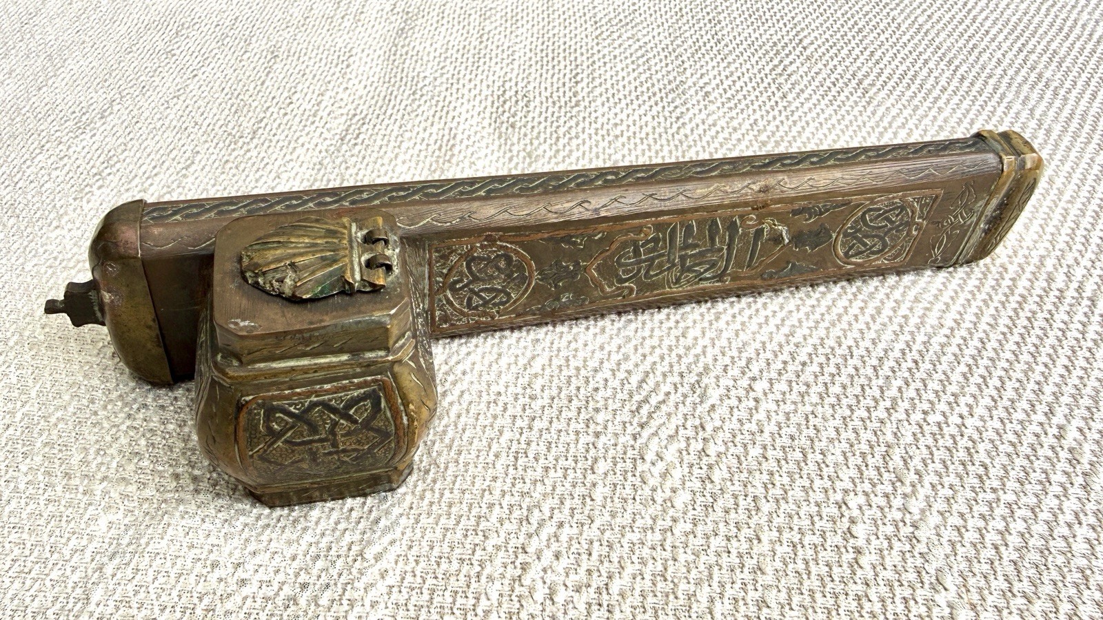 Antique 19thC Near Eastern Qalamdan Divit Inkwell Arabic Calligraphy Scribe Case