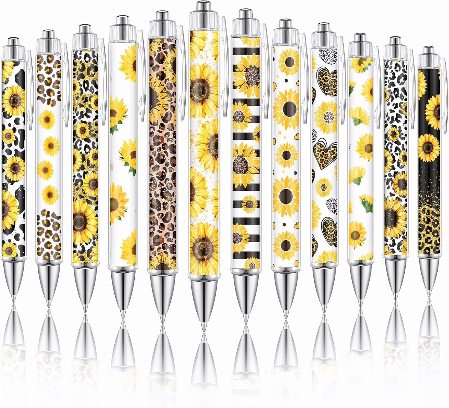 12 Pcs Sunflower Ballpoint Pens Gifts Bulk Leopard Writing Pens