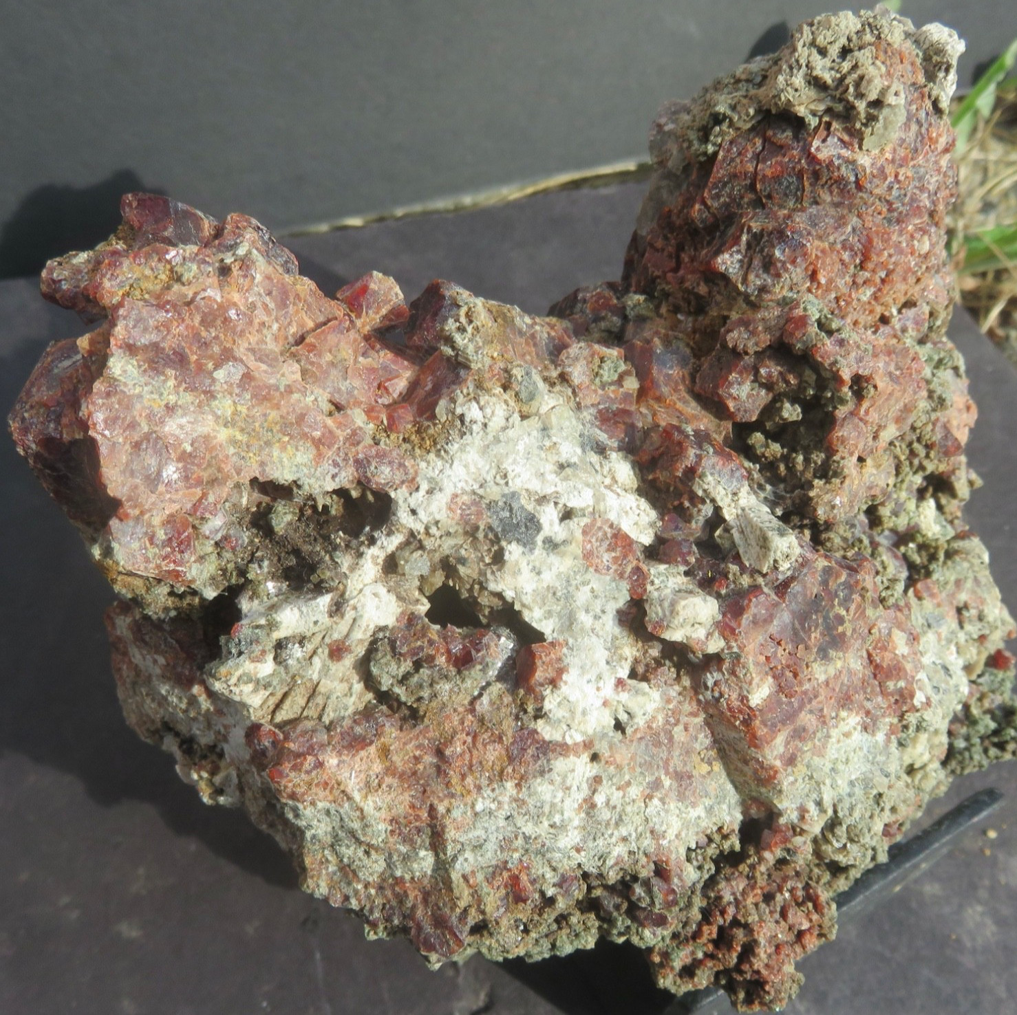 ALMANDINE GARNETS &  DIOPSIDE  CRYSTALS    - Goodall Quarry -  Sanford, Maine.