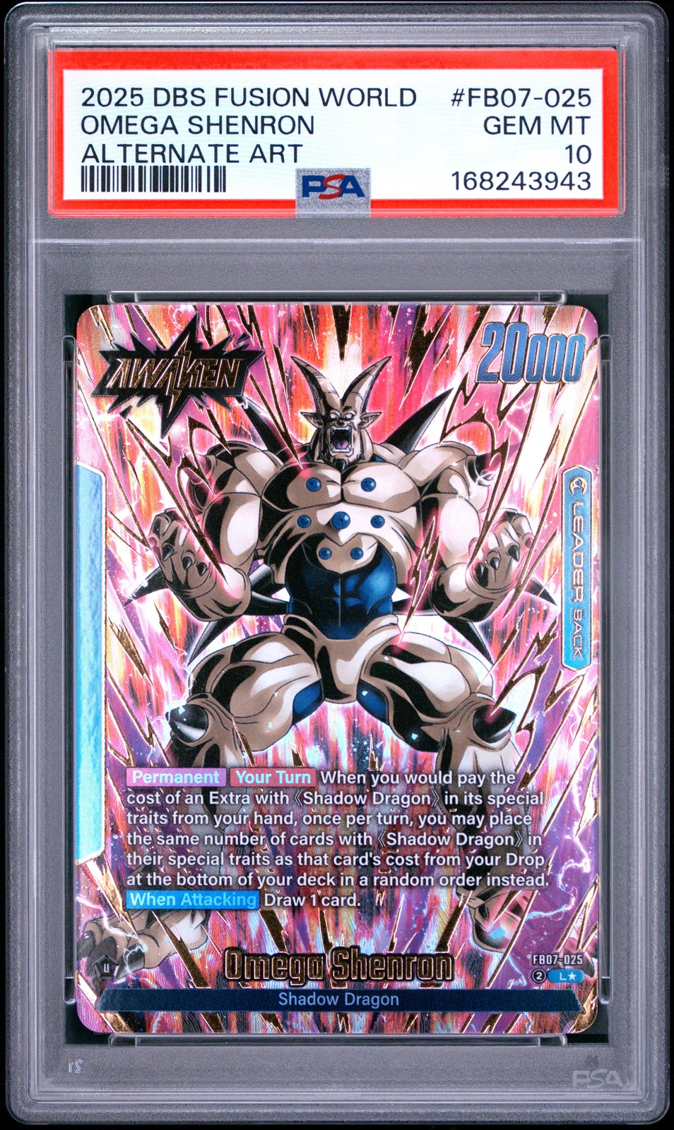 2025 ALTERNATE ART #FB07-025 OMEGA SHENRON/SYN SHENRON PSA 10