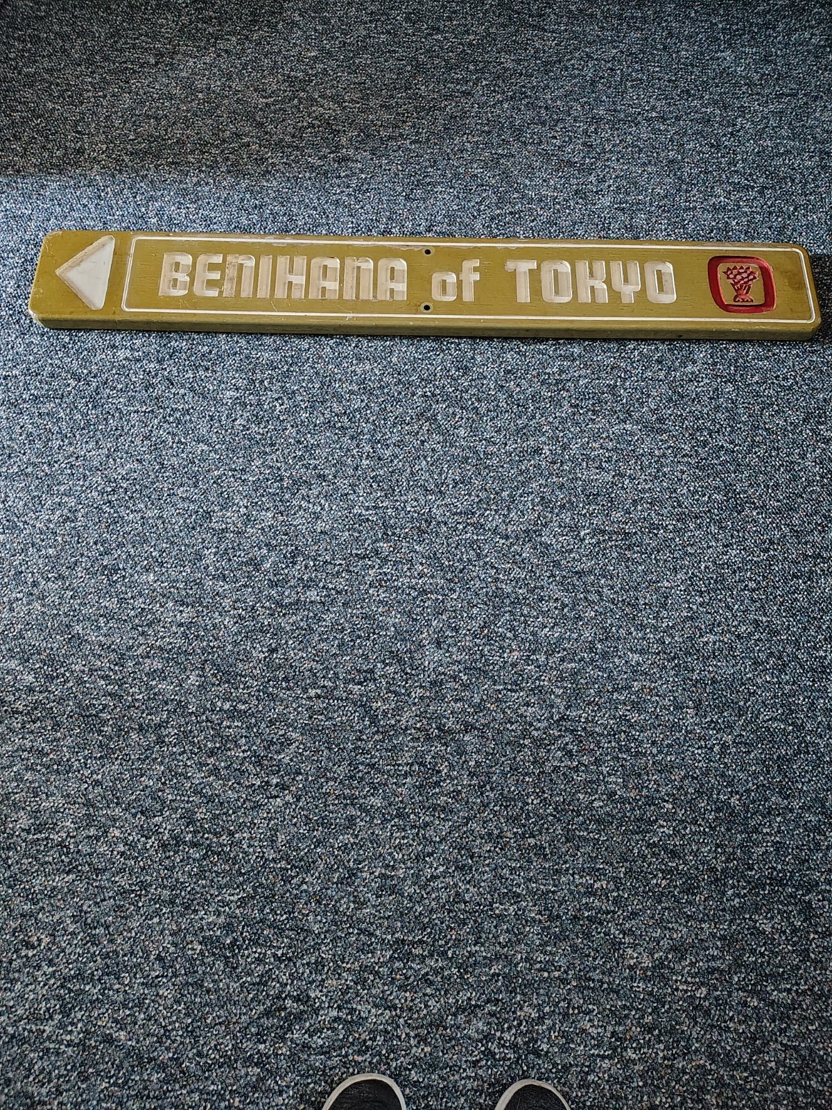 vintage benihana of tokyo 3/12 ft wood sign with engraved red lotus