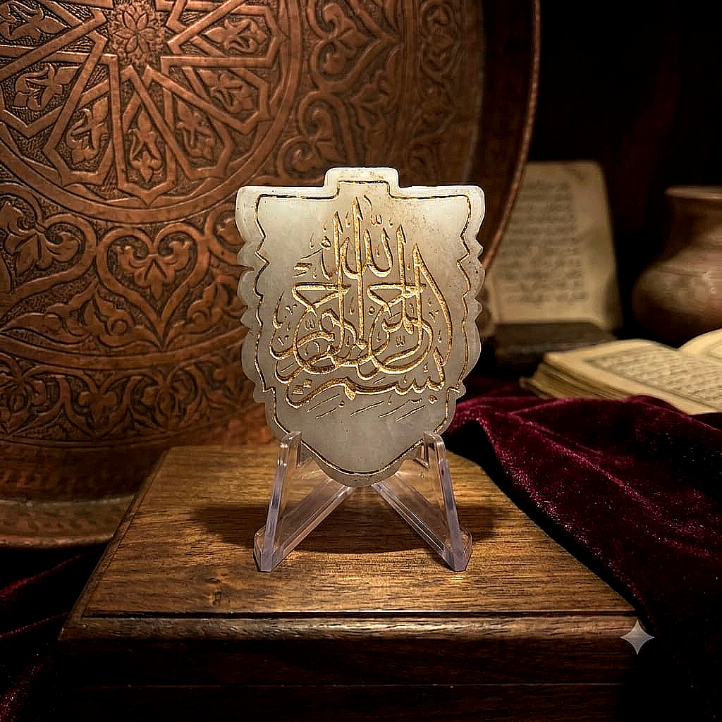 Original Hand Engraved Islamic Calligraphy Jade Sufi Pendant
