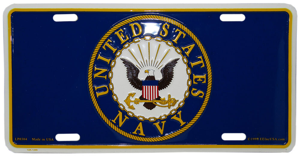 US Navy USN Emblem Embossed Metal License Plate 6 x 12 inches