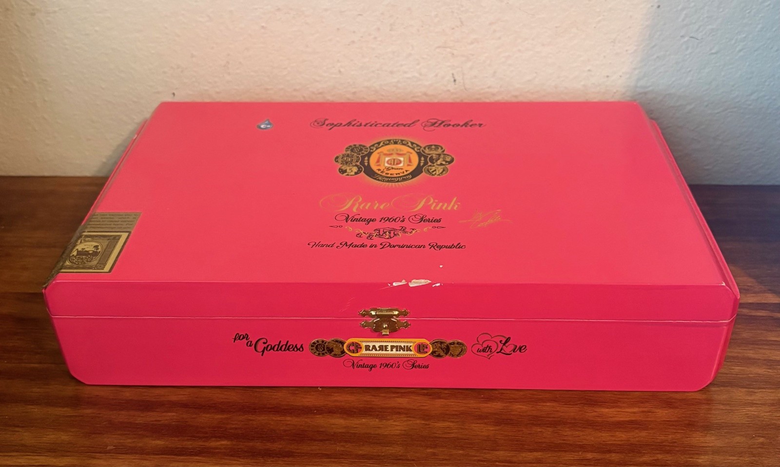 Vtg Arturo Fuente 1960s Series Rare Pink Sophisticated Hooker Empty Cigar Box