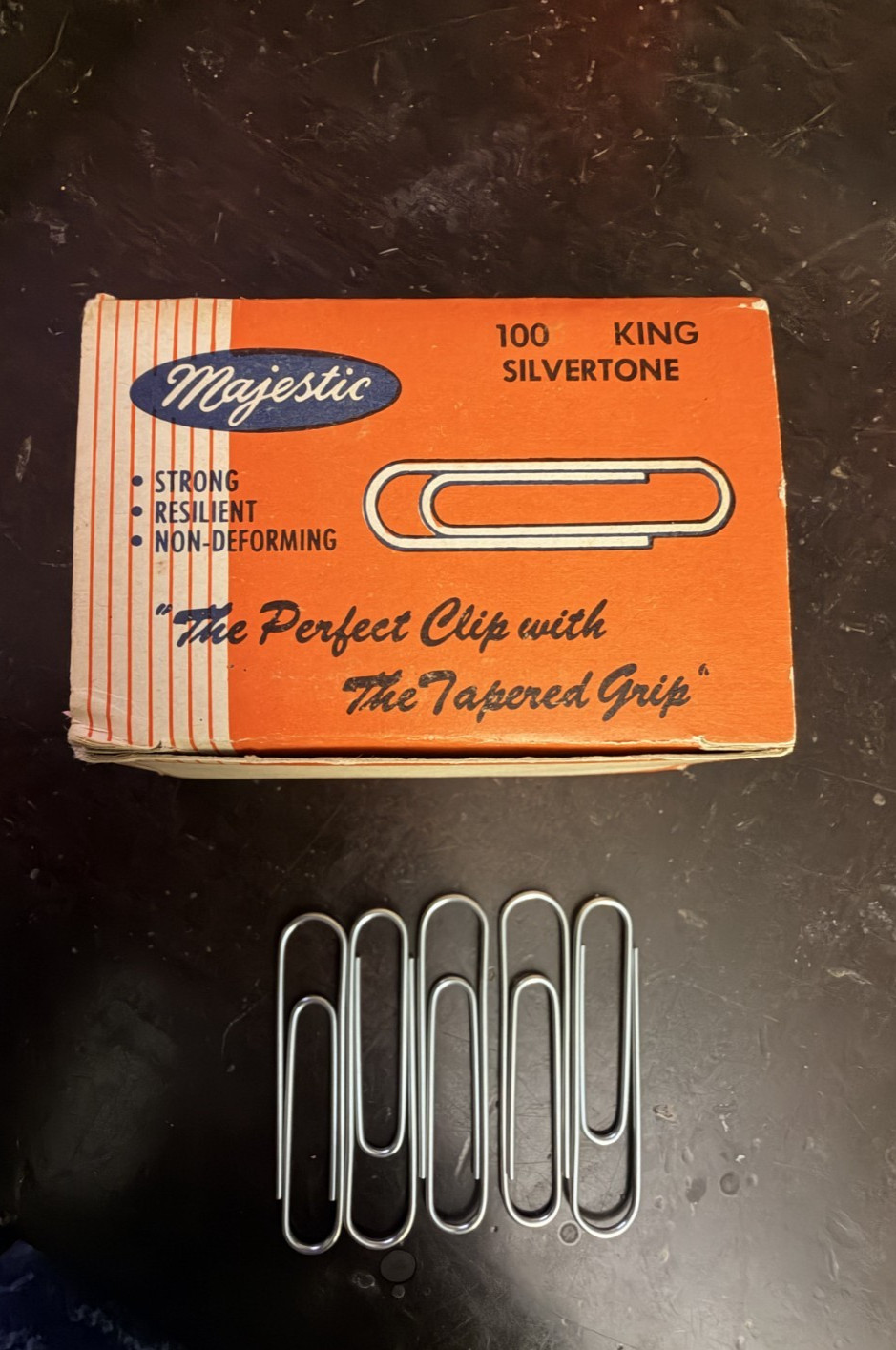 Vintage Majestic Paper Clips King Size Silvertone with the original box