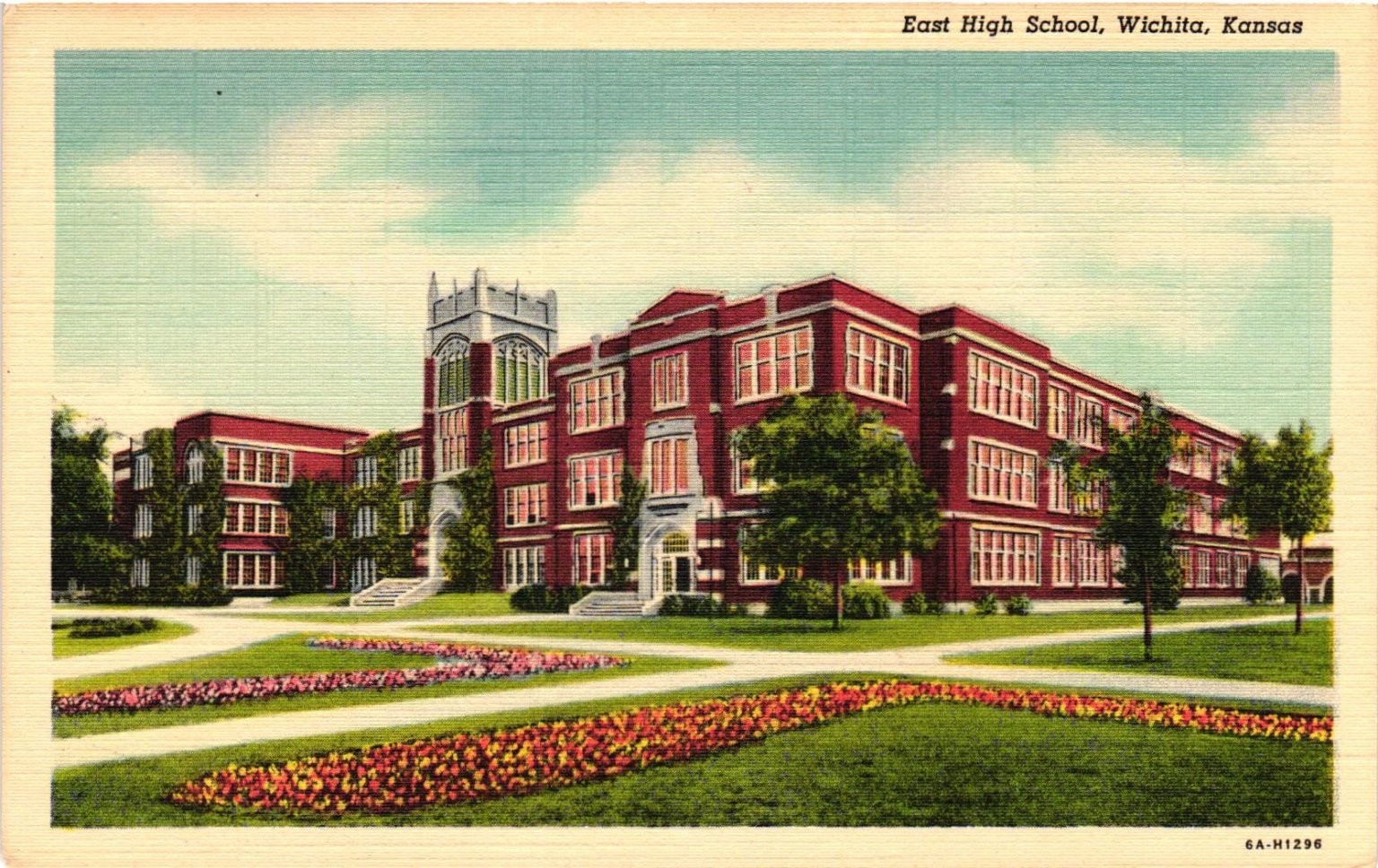 East High School Wichita Kansas Postcard CT Art-Colortone 1936 Architecture East High School Wichita Kansas Postcard CT Art-Colortone 1936 Architecture