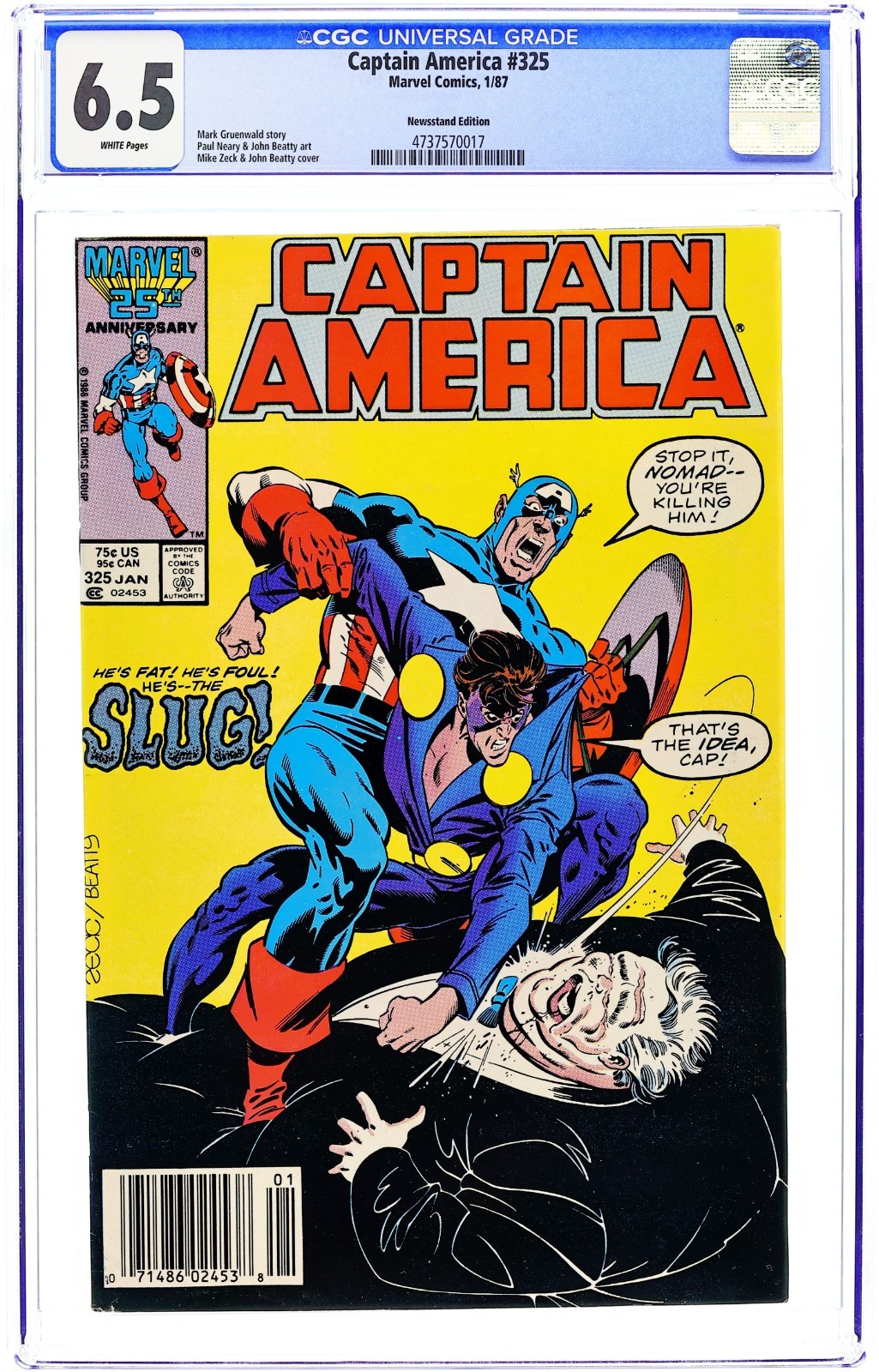 Captain America #325 Newsstand - 1987 - CGC 6.5 - Mike Zeck & John Beatty