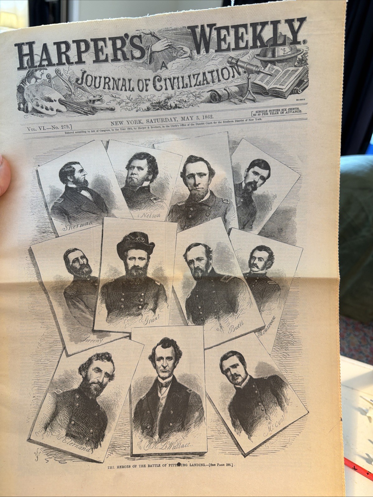Reprint HARPER\'S WEEKLY Newspaper 1862 May 3 #279 Heroes Of Battle Of Pittsburgh