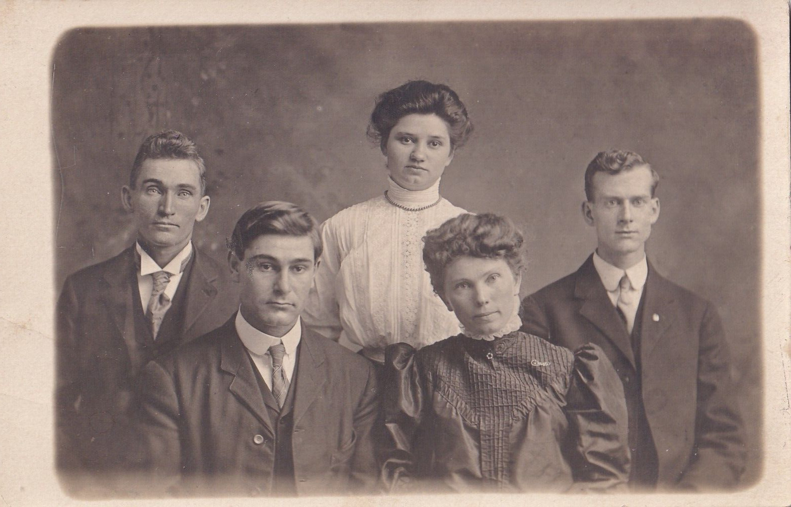 Antique Victorian RPPC Postcard Young Family Late 1800s Early 1900s 19th 20th A1
