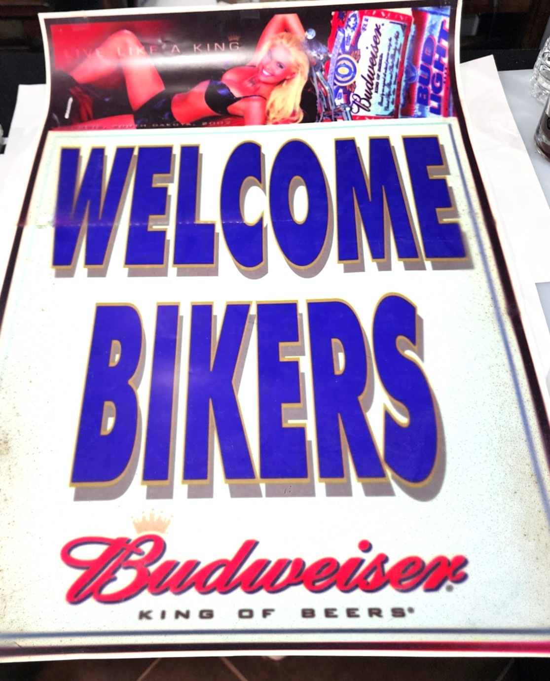 Vintage Budweiser Welcome Bikers Beer Poster Live Like A King Sign Bar Decor Vintage Budweiser Welcome Bikers Beer Poster Live Like A King Sign Bar Decor