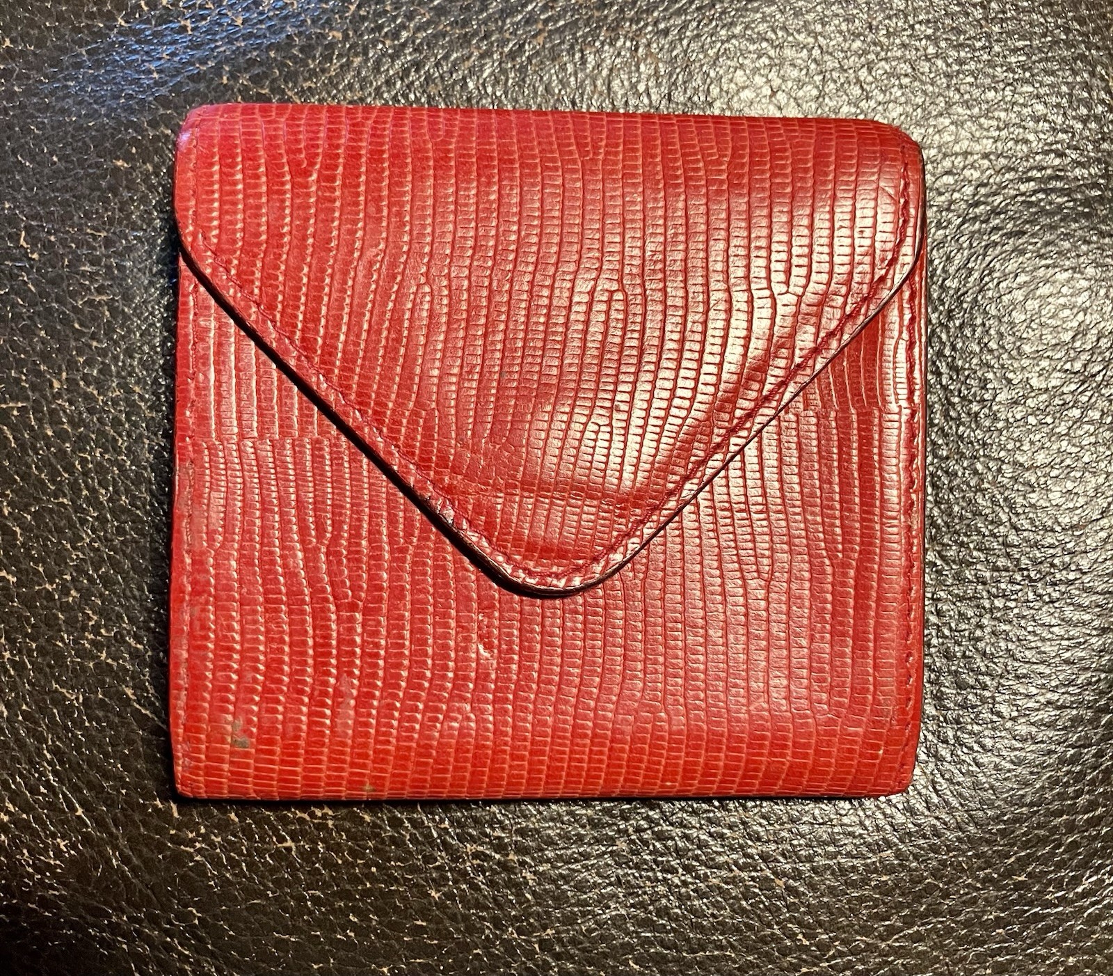 Vintage Nordstrom Classiques Entier Red Leather Memo 3x3 Sticky Note Holder