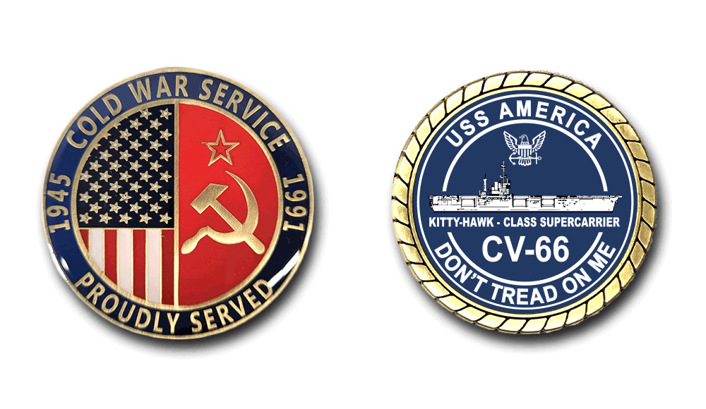 USS America CV-66 Cold War Service Silhouette Challenge Coin
