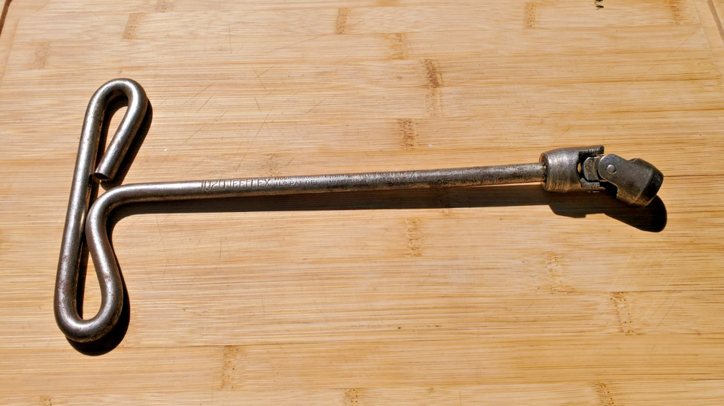 Antique 1900's #1020 Flex Walden Worcester T-Handle Swivel Socket Wrench - 5/8