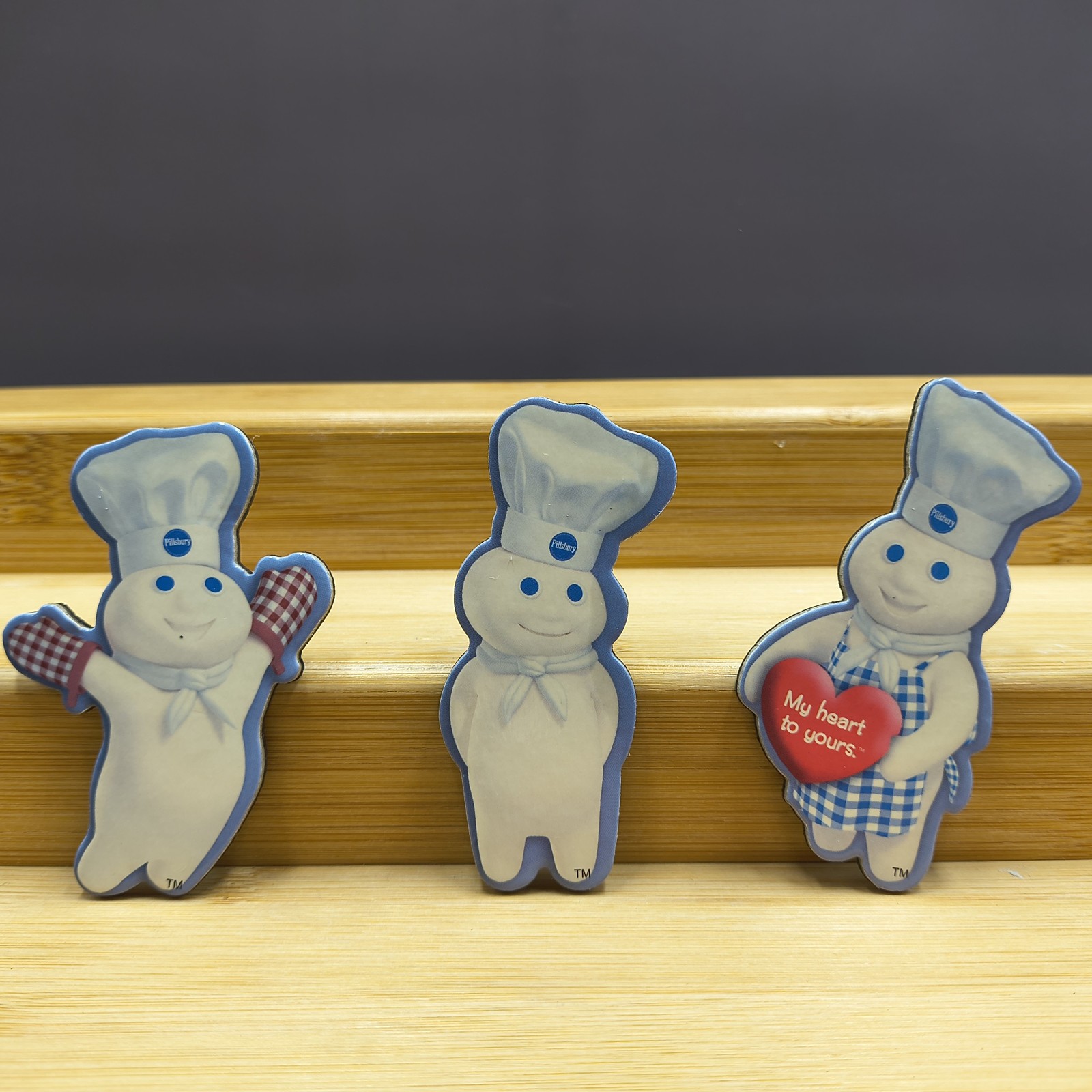  Lot of 3 Vintage Pillsbury Doughboy Refrigerator Kitchen Flat Magnets NWOP