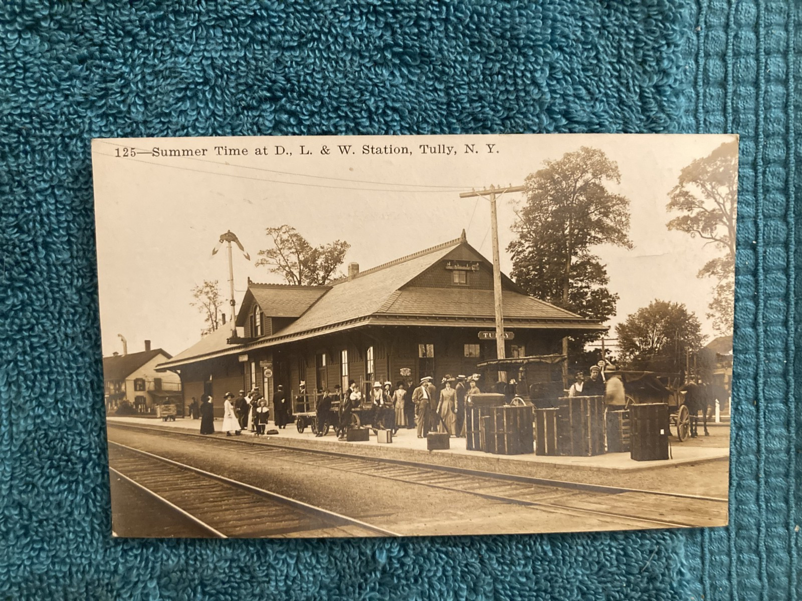 RPPC Tully New York Summertime at D L & W Station Depot Posted 1913